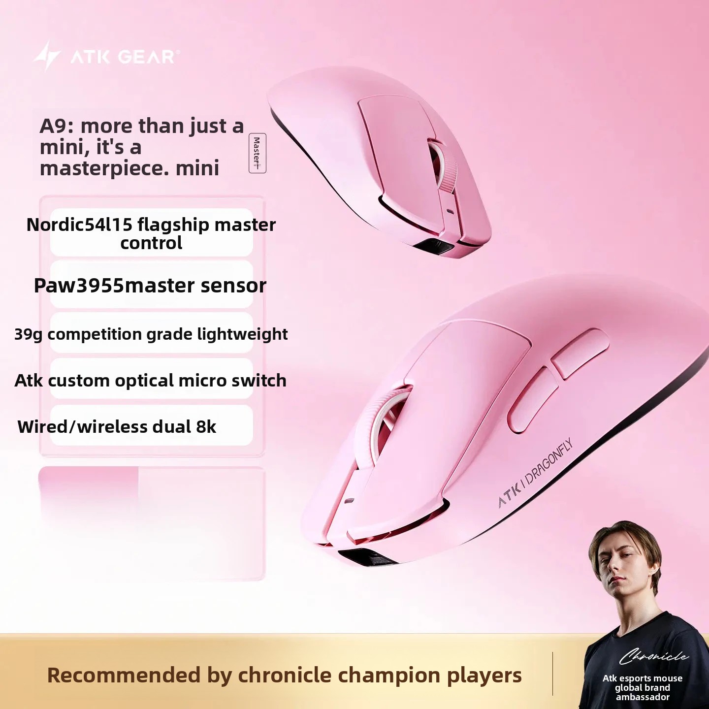 ATK Dragonfly A9 MINI Ultimate - Ultimate Esports Gaming recension och pris