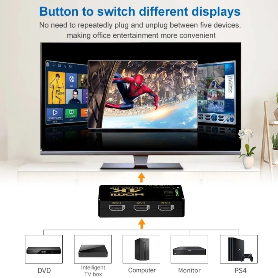 4K HDMI Switch 5 in 1 Out HDMI - Esports Gaming Hub recension och pris